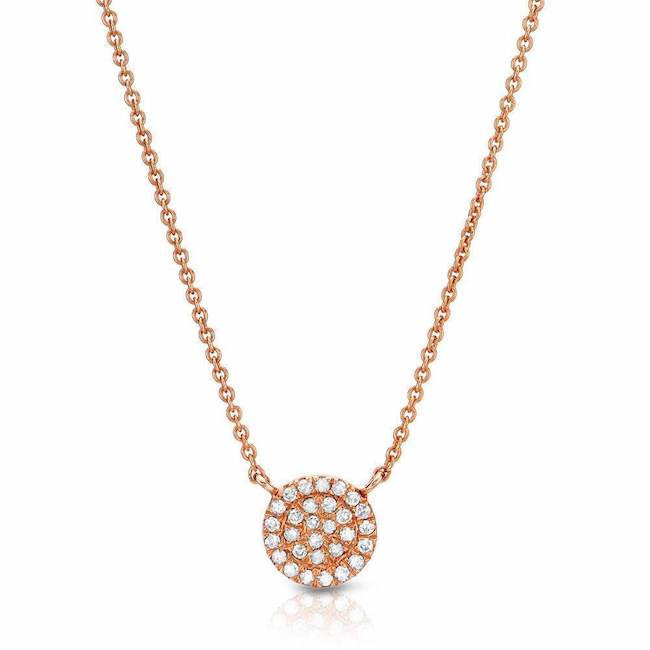 Pavé Diamond Disc Pendant Necklace - Small - .08 ctw