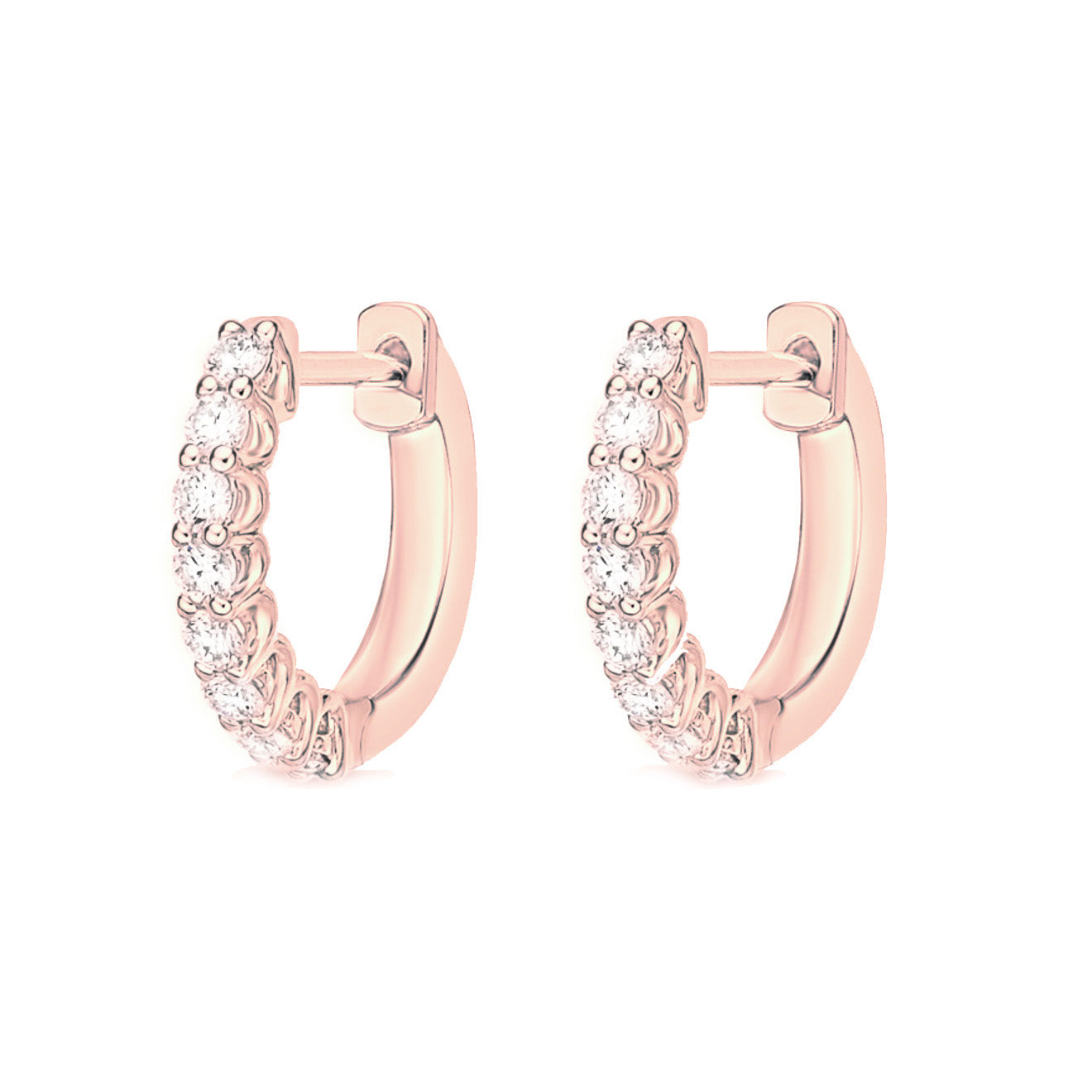 Round Brilliant Cut Diamond Huggie Hoops with Woven Gallery - 12mm - .25ctw