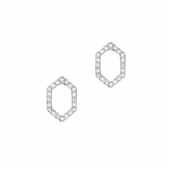 Pavé Diamond Hexagon Stud Earrings