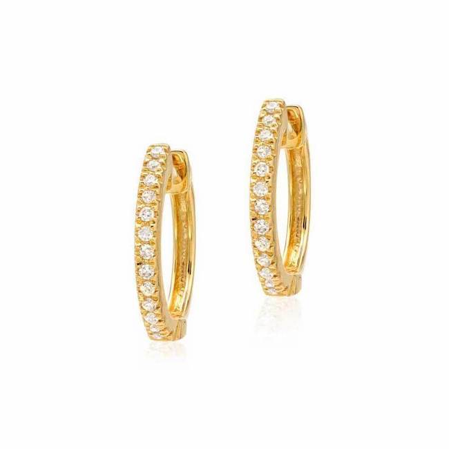 Mini Diamond Huggie Hoop Earrings