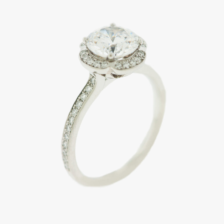 Engagement Ring Unique classic solitaire platinum San Francisco Partita custom design jewelry 