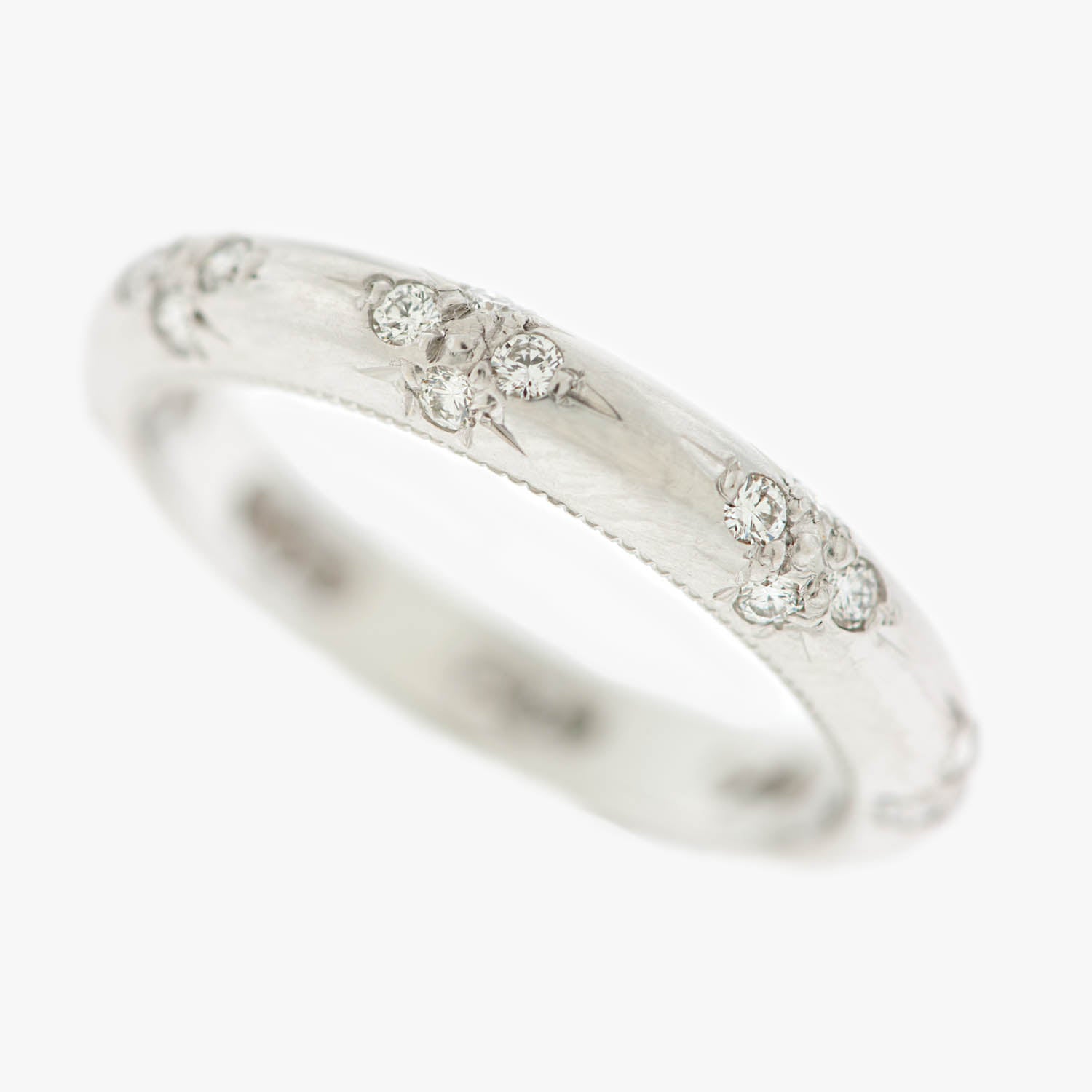 Hand engraved wedding diamond band bands ring rings San Francisco Partita custom design jewelry