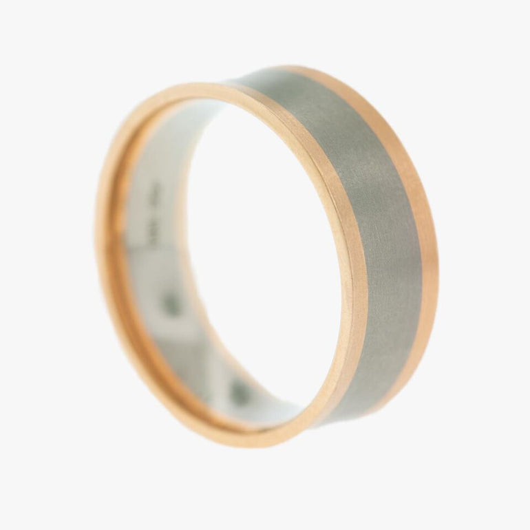 Rose and White Gold Men's Wedding Band Bands Ring Rings Coge San Francisco  Ring Partita customer jewelry design