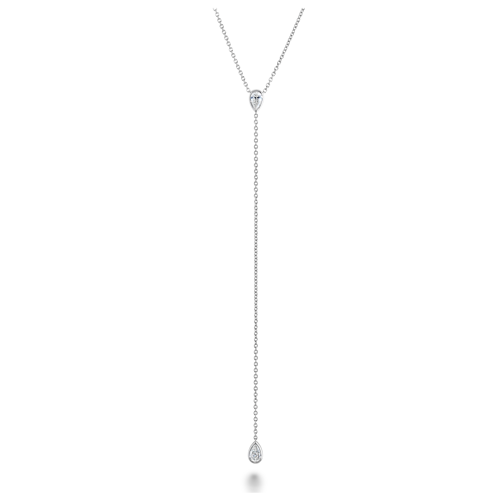 Bezel Set Pear Cut Diamond Lariat Necklace