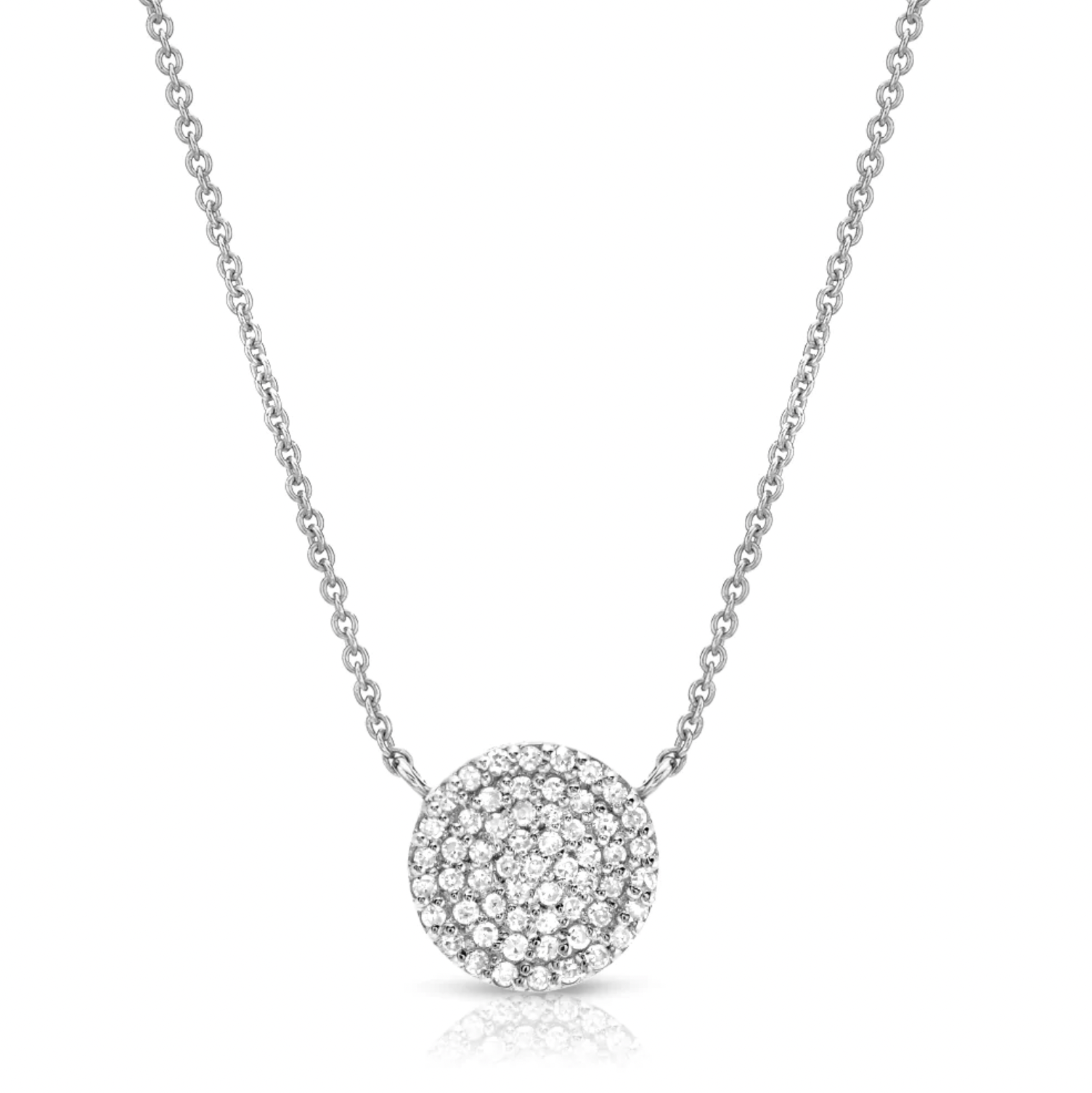 Pavé Diamond Disc Pendant Necklace - Medium