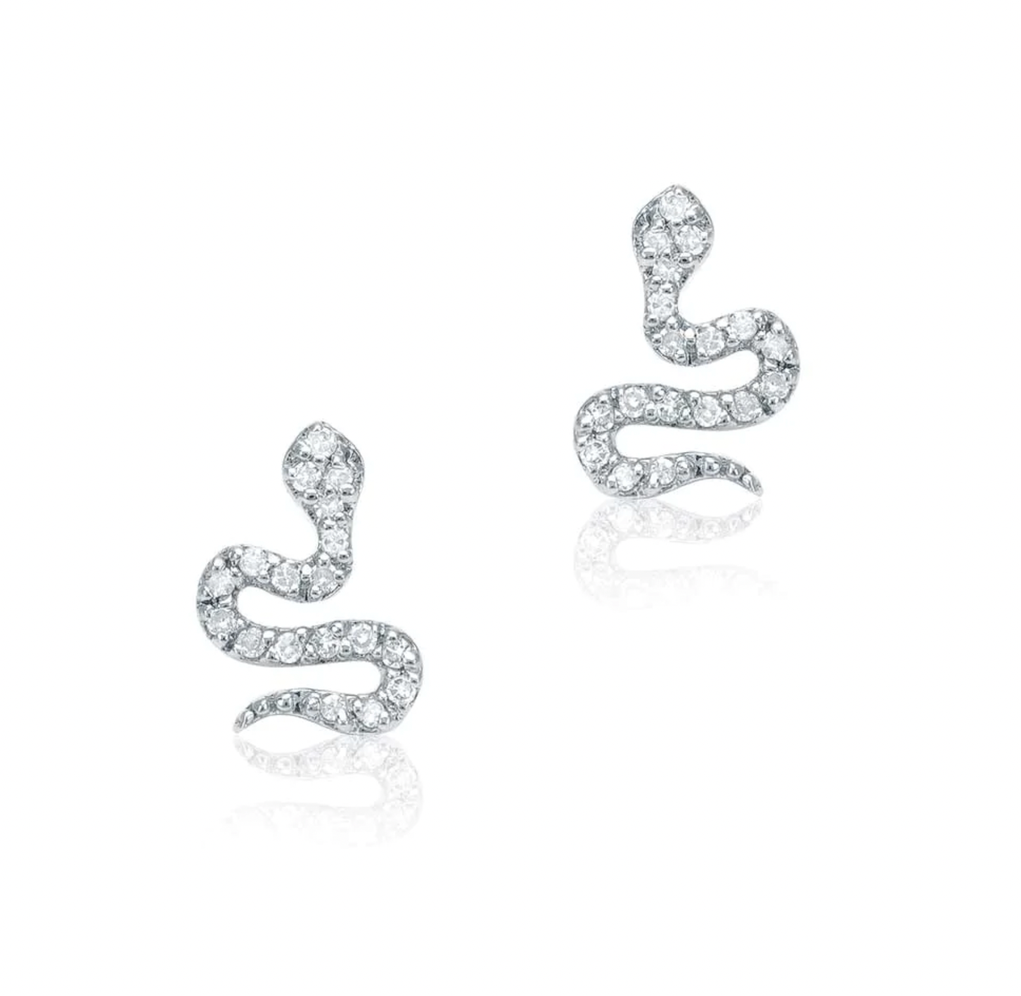 Pavé Diamond Snake Stud Earrings