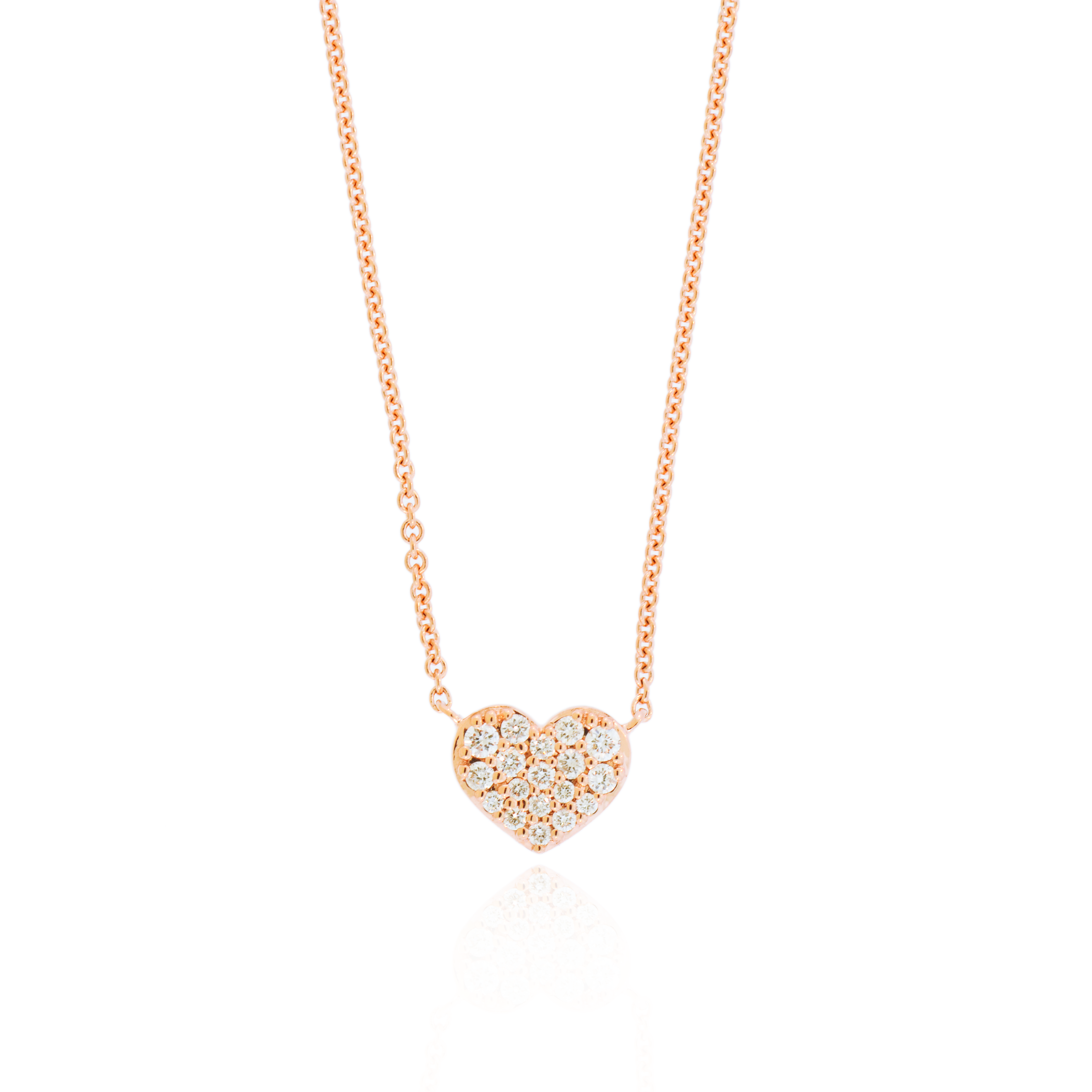 Pavé Diamond Heart Pendant Necklace - Petite